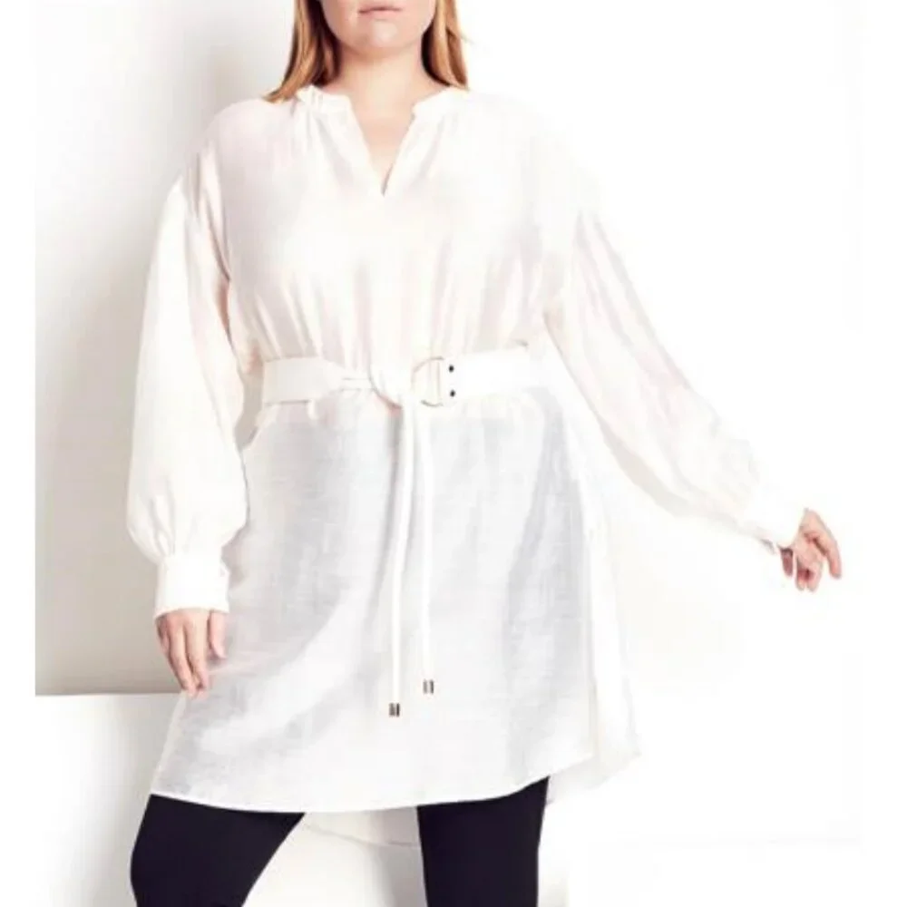 NWT City Chic REFINITY Ivory White Sienna Sleeve Tunic Dress 20